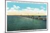 Newport News, Virginia, Northern View across the James River of the James River Bridge-Lantern Press-Mounted Art Print