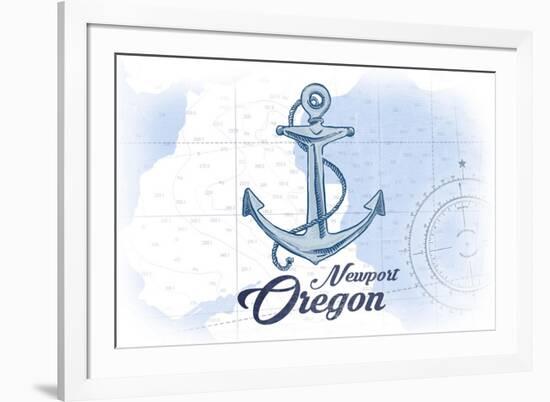 Newport, Oregon - Anchor - Blue - Coastal Icon-Lantern Press-Framed Premium Giclee Print