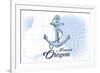 Newport, Oregon - Anchor - Blue - Coastal Icon-Lantern Press-Framed Premium Giclee Print
