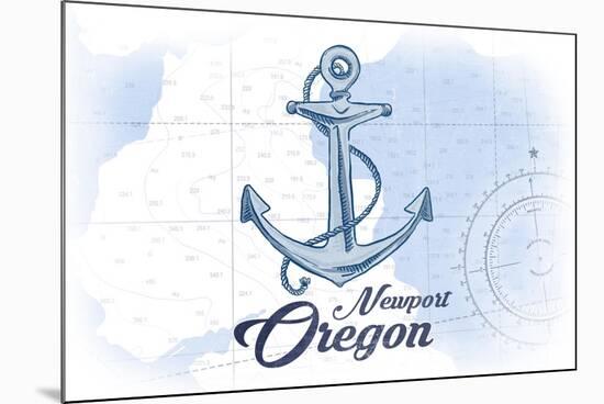 Newport, Oregon - Anchor - Blue - Coastal Icon-Lantern Press-Mounted Premium Giclee Print