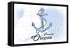 Newport, Oregon - Anchor - Blue - Coastal Icon-Lantern Press-Framed Stretched Canvas