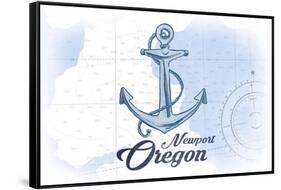 Newport, Oregon - Anchor - Blue - Coastal Icon-Lantern Press-Framed Stretched Canvas