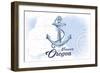 Newport, Oregon - Anchor - Blue - Coastal Icon-Lantern Press-Framed Art Print