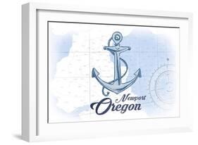 Newport, Oregon - Anchor - Blue - Coastal Icon-Lantern Press-Framed Art Print