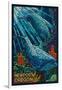 Newport, Oregon - Bottlenose Dolphins Mosaic-Lantern Press-Framed Art Print