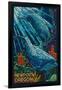 Newport, Oregon - Bottlenose Dolphins Mosaic-Lantern Press-Framed Art Print