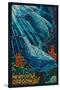 Newport, Oregon - Bottlenose Dolphins Mosaic-Lantern Press-Stretched Canvas