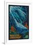 Newport, Oregon - Bottlenose Dolphins Mosaic-Lantern Press-Framed Art Print