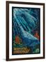 Newport, Oregon - Bottlenose Dolphins Mosaic-Lantern Press-Framed Art Print