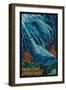 Newport, Oregon - Bottlenose Dolphins Mosaic-Lantern Press-Framed Art Print