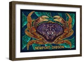 Newport, Oregon - Dungeness Crab Mosaic-Lantern Press-Framed Art Print