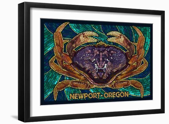 Newport, Oregon - Dungeness Crab Mosaic-Lantern Press-Framed Art Print