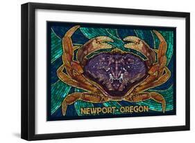 Newport, Oregon - Dungeness Crab Mosaic-Lantern Press-Framed Art Print