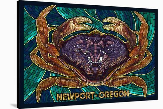 Newport, Oregon - Dungeness Crab Mosaic-Lantern Press-Stretched Canvas