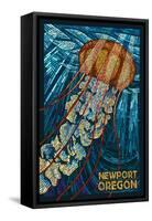 Newport, Oregon - Jellyfish Mosaic-Lantern Press-Framed Stretched Canvas