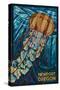 Newport, Oregon - Jellyfish Mosaic-Lantern Press-Stretched Canvas