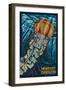 Newport, Oregon - Jellyfish Mosaic-Lantern Press-Framed Art Print