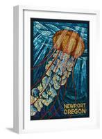 Newport, Oregon - Jellyfish Mosaic-Lantern Press-Framed Art Print