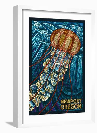 Newport, Oregon - Jellyfish Mosaic-Lantern Press-Framed Art Print