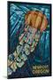 Newport, Oregon - Jellyfish Mosaic-Lantern Press-Mounted Art Print
