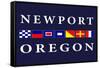 Newport, Oregon - Nautical Flags-Lantern Press-Framed Stretched Canvas