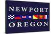 Newport, Oregon - Nautical Flags-Lantern Press-Stretched Canvas