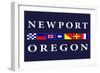 Newport, Oregon - Nautical Flags-Lantern Press-Framed Art Print