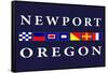 Newport, Oregon - Nautical Flags-Lantern Press-Framed Stretched Canvas