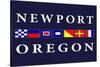 Newport, Oregon - Nautical Flags-Lantern Press-Stretched Canvas