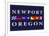 Newport, Oregon - Nautical Flags-Lantern Press-Framed Art Print