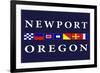 Newport, Oregon - Nautical Flags-Lantern Press-Framed Art Print