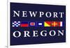 Newport, Oregon - Nautical Flags-Lantern Press-Framed Art Print