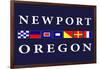 Newport, Oregon - Nautical Flags-Lantern Press-Framed Art Print