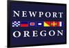 Newport, Oregon - Nautical Flags-Lantern Press-Framed Art Print