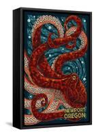 Newport, Oregon - Octopus Mosaic-Lantern Press-Framed Stretched Canvas