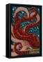 Newport, Oregon - Octopus Mosaic-Lantern Press-Framed Stretched Canvas