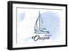 Newport, Oregon - Sailboat - Blue - Coastal Icon-Lantern Press-Framed Art Print