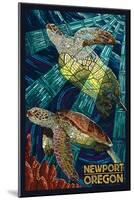 Newport, Oregon - Sea Turtle Mosaic-Lantern Press-Mounted Art Print