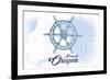 Newport, Oregon - Ship Wheel - Blue - Coastal Icon-Lantern Press-Framed Art Print