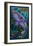 Newport, Oregon - Tiger Shark Mosaic-Lantern Press-Framed Art Print