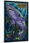 Newport, Oregon - Tiger Shark Mosaic-Lantern Press-Mounted Art Print