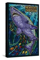 Newport, Oregon - Tiger Shark Mosaic-Lantern Press-Stretched Canvas