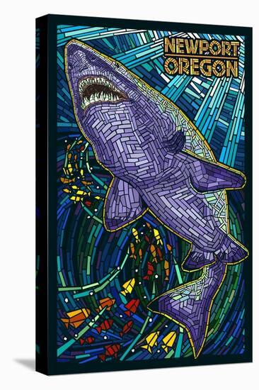 Newport, Oregon - Tiger Shark Mosaic-Lantern Press-Stretched Canvas