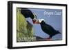 Newport, Oregon - Tufted Puffins - Lantern Press-Lantern Press-Framed Art Print