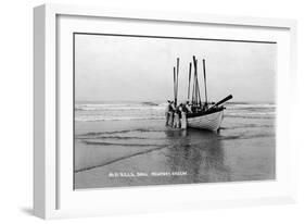 Newport, Oregon - US Lifeguard Drill on the Beach-Lantern Press-Framed Art Print