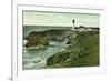 Newport, Oregon - View of a US Lighthouse-Lantern Press-Framed Premium Giclee Print