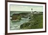 Newport, Oregon - View of a US Lighthouse-Lantern Press-Framed Premium Giclee Print