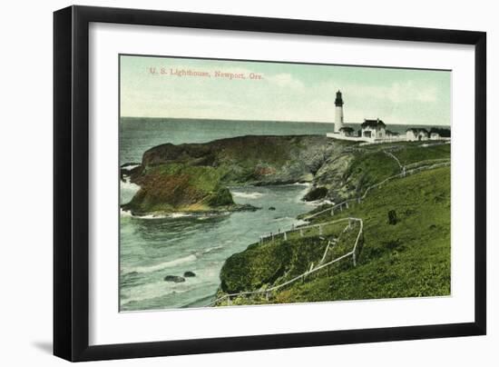 Newport, Oregon - View of a US Lighthouse-Lantern Press-Framed Art Print