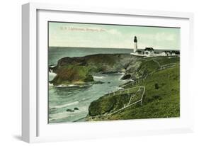 Newport, Oregon - View of a US Lighthouse-Lantern Press-Framed Art Print