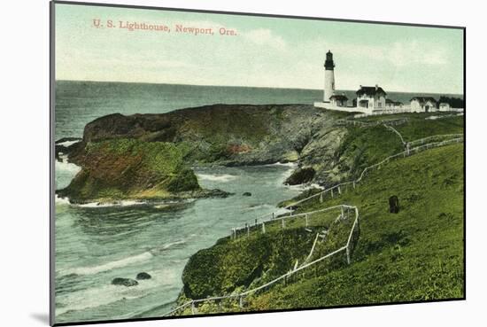 Newport, Oregon - View of a US Lighthouse-Lantern Press-Mounted Art Print
